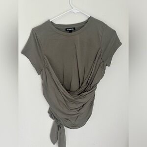 Express soft fitted tee olive army green size medium